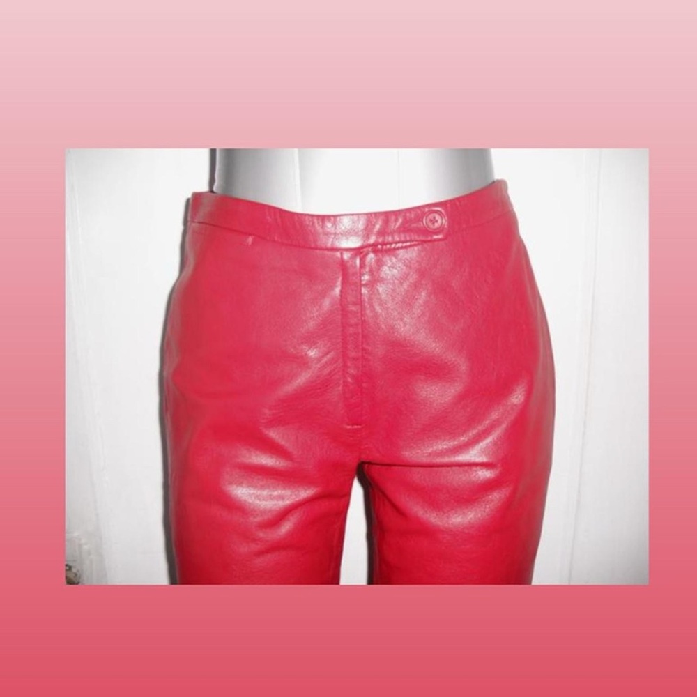 BCBG Vintage Red Leather Pants